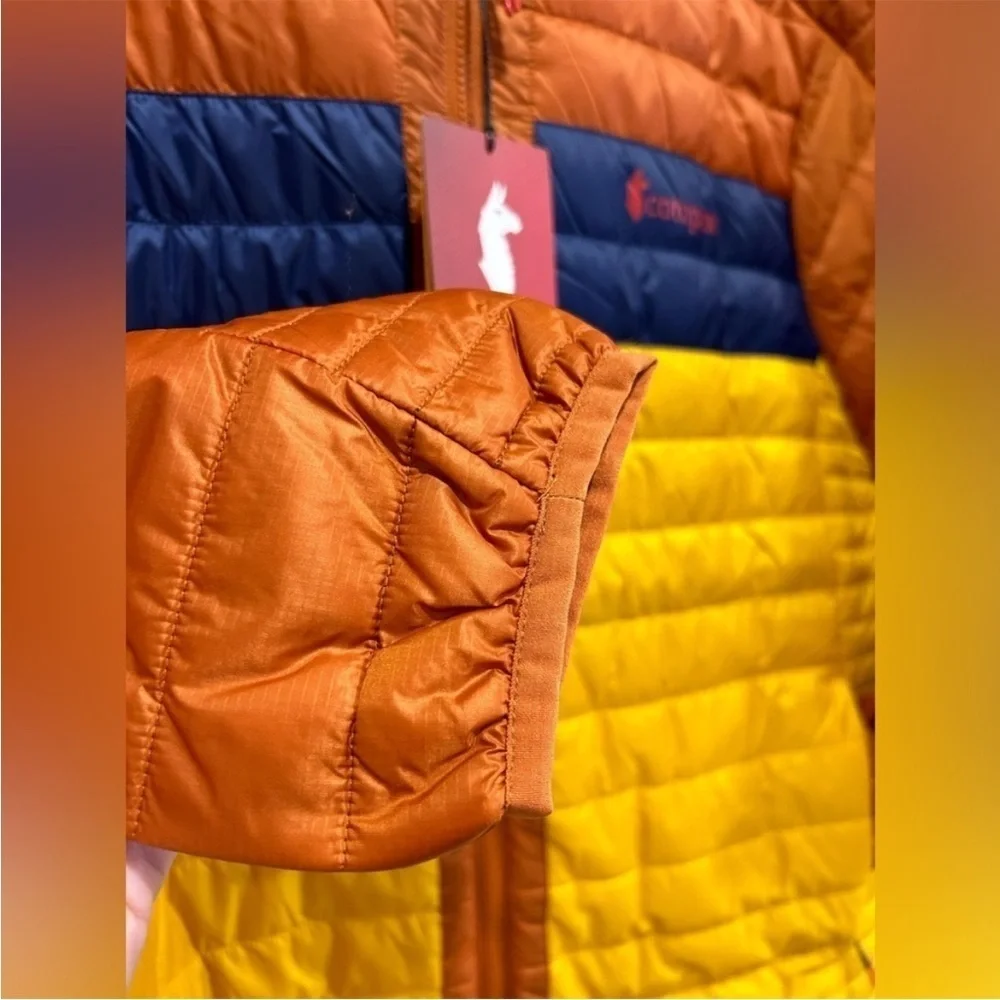 Cotopaxi Men's XL Capa Insulated Hooded Jacket Yellow Orange Mezcal NWT Puff